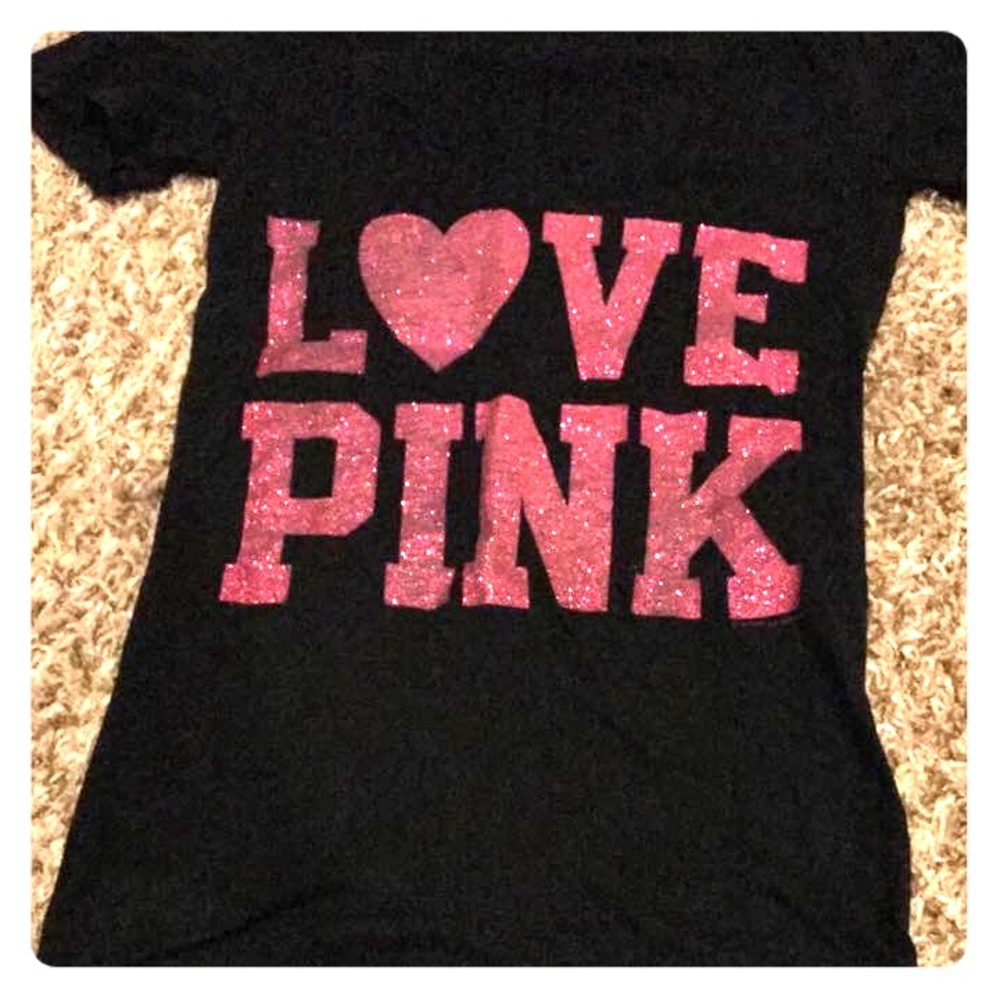 Love pink glitter tee